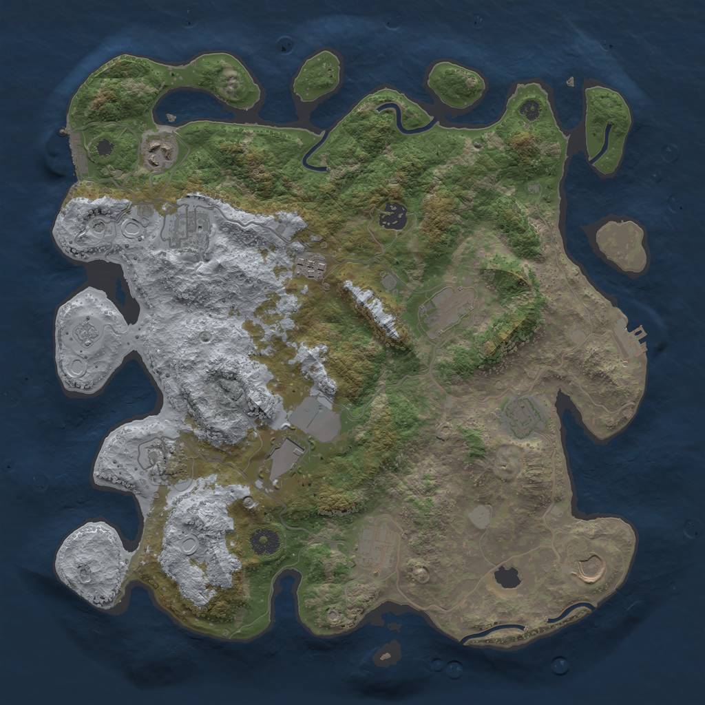 Rust Map: Procedural Map, Size: 3750, Seed: 413562, 19 Monuments