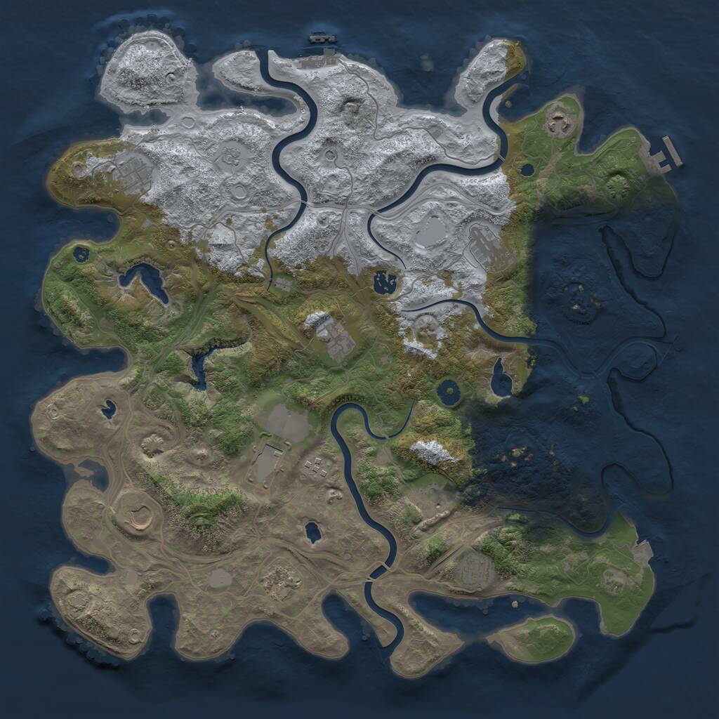 Rust Map: Procedural Map, Size: 4500, Seed: 705167856, 17 Monuments