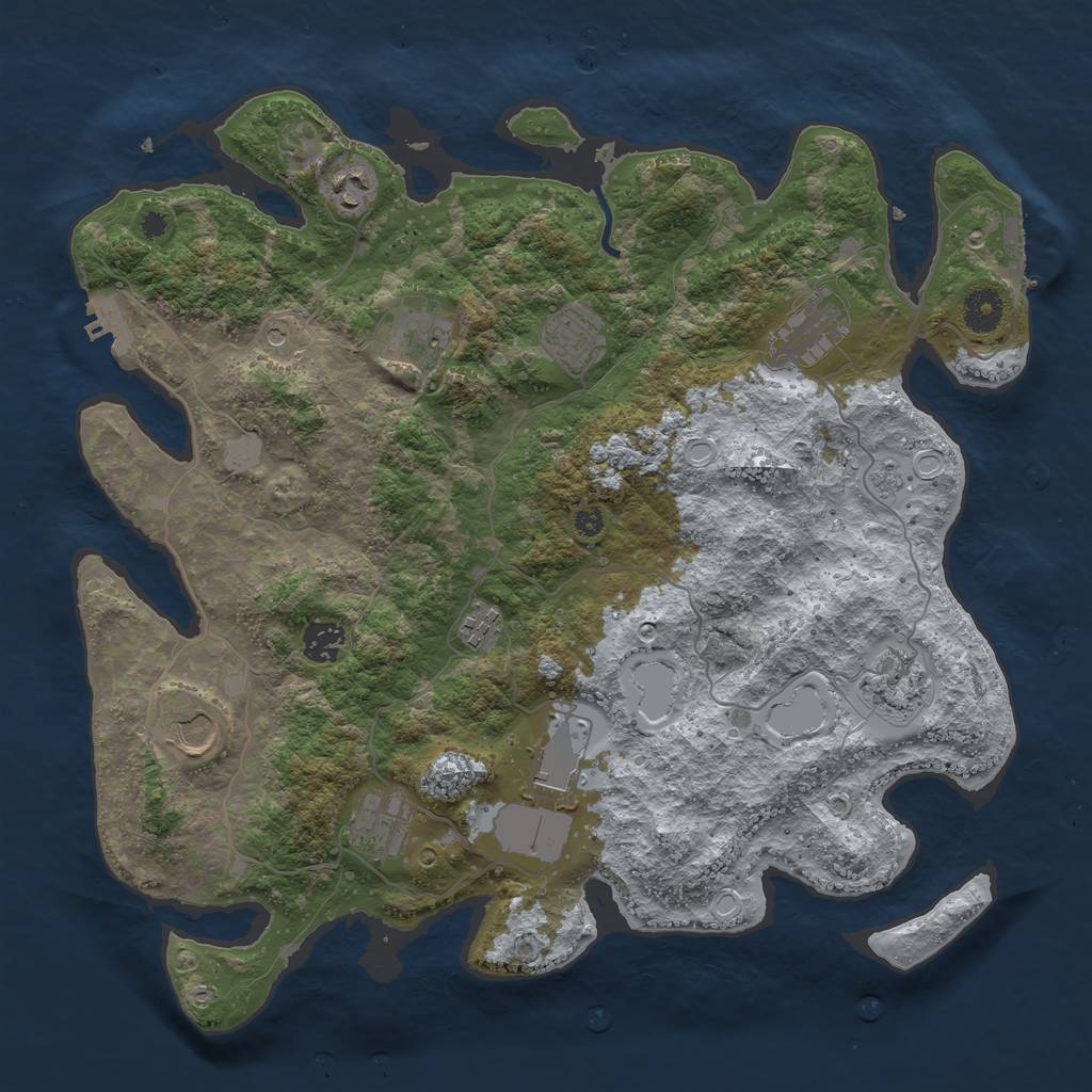 Rust Map: Procedural Map, Size: 3850, Seed: 302575221, 19 Monuments