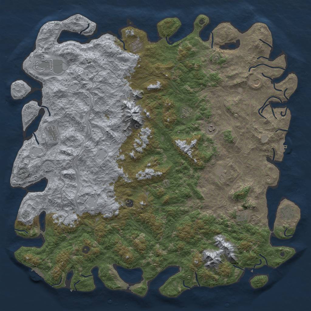 Rust Map: Procedural Map, Size: 6000, Seed: 3258397, 20 Monuments