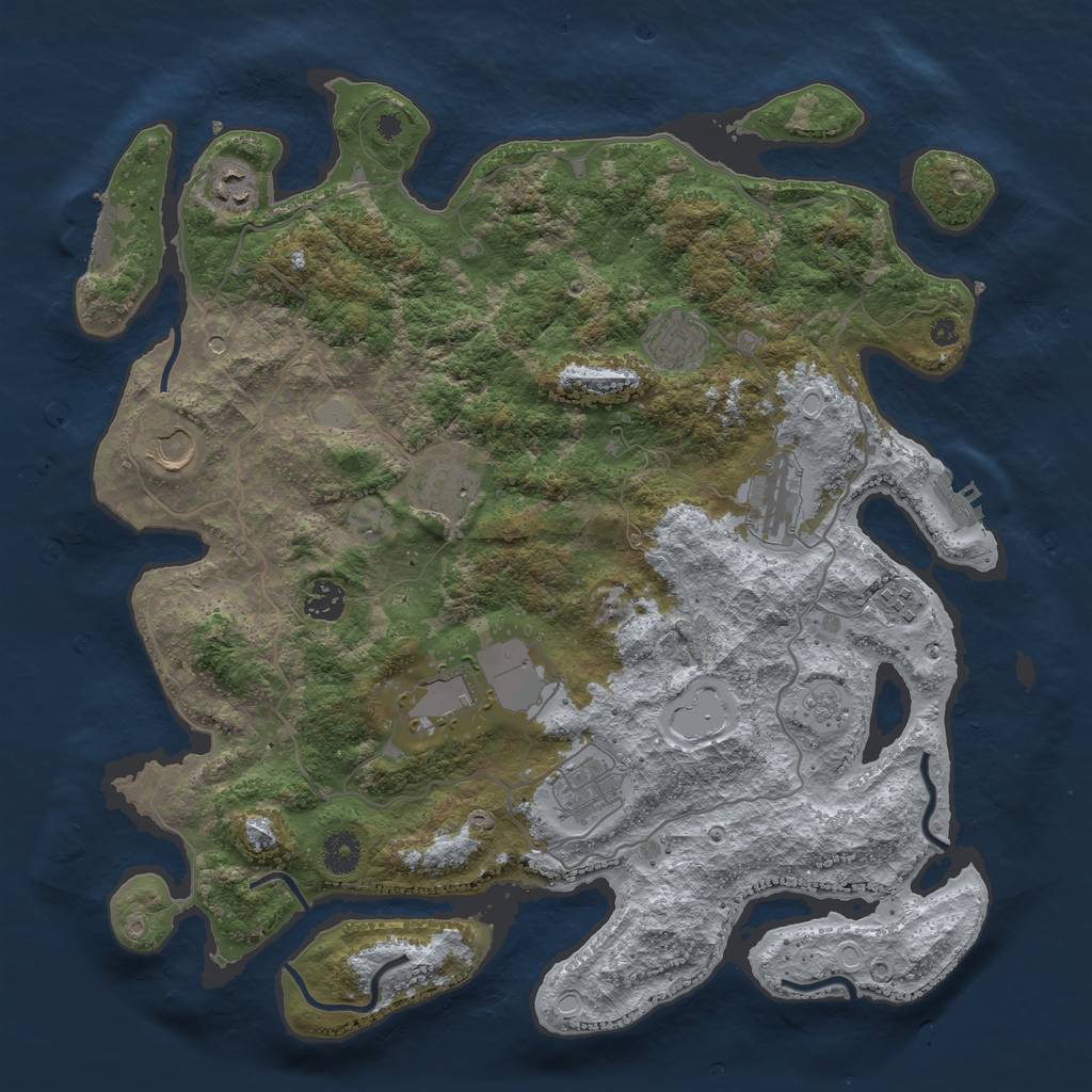 Rust Map: Procedural Map, Size: 4000, Seed: 1722530672, 18 Monuments