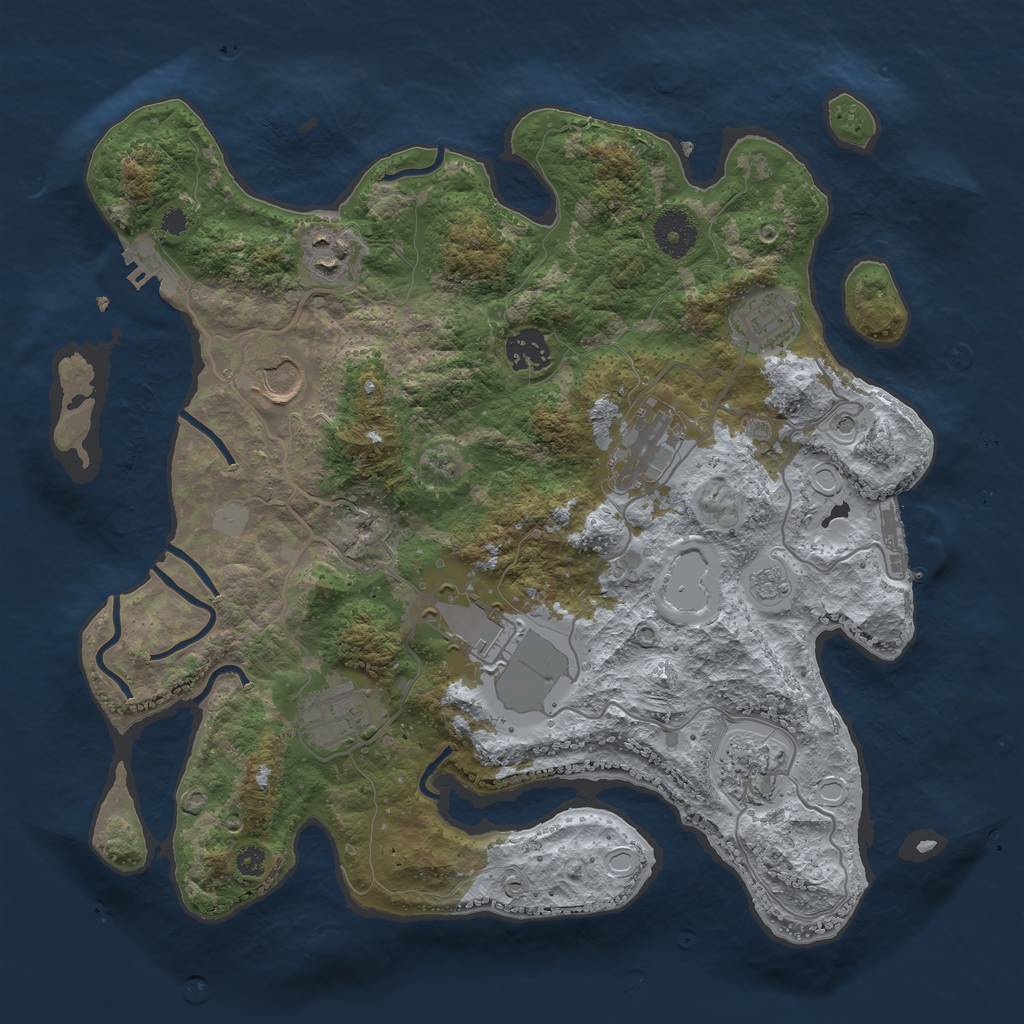 Rust Map: Procedural Map, Size: 3500, Seed: 701758900, 17 Monuments