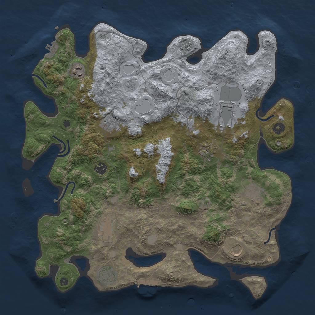 Rust Map: Procedural Map, Size: 3950, Seed: 74142720, 19 Monuments