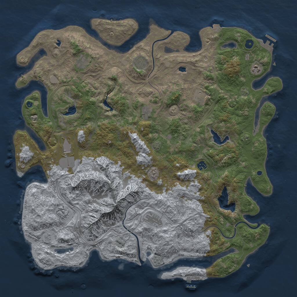 Rust Map: Procedural Map, Size: 5000, Seed: 42541, 16 Monuments