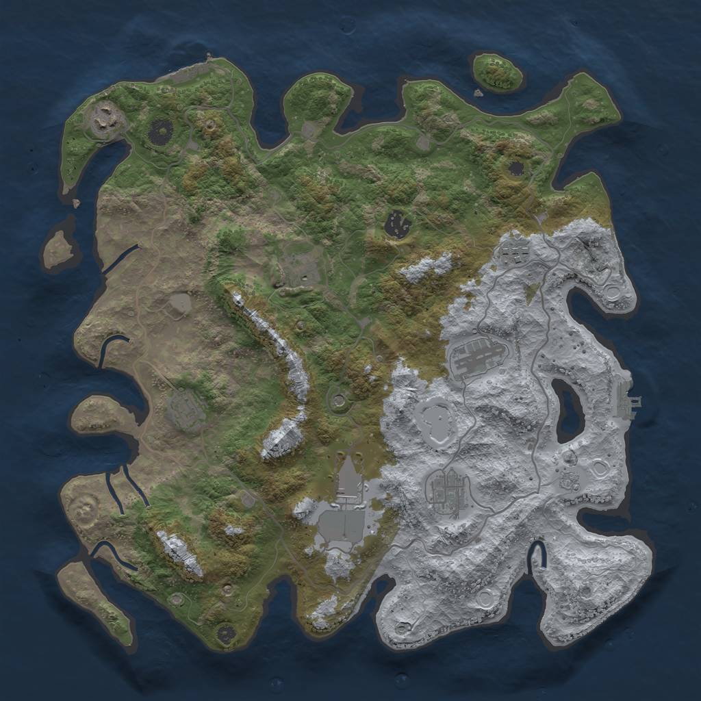 Rust Map: Procedural Map, Size: 4000, Seed: 657709, 17 Monuments