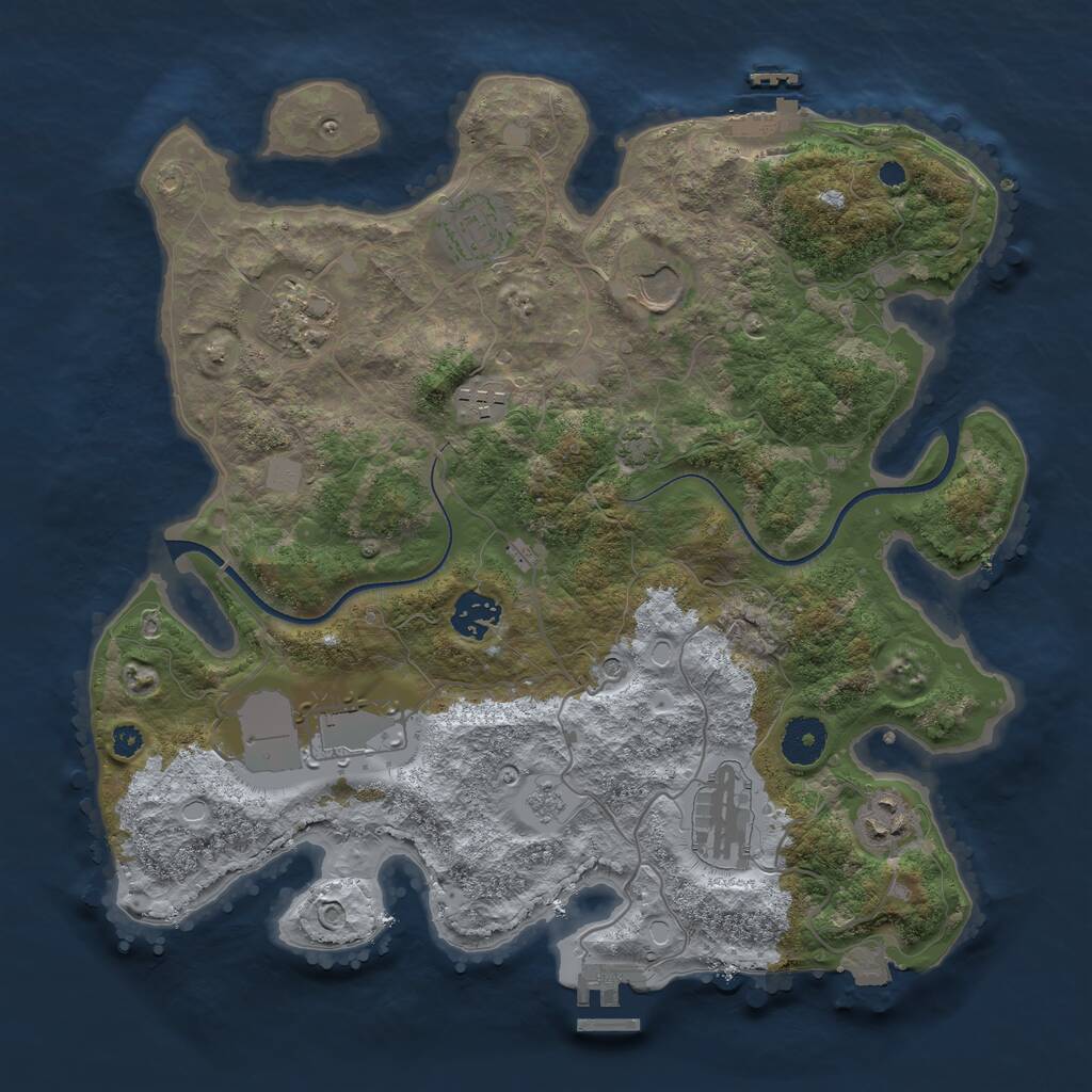 Rust Map: Procedural Map, Size: 3500, Seed: 217346573, 14 Monuments