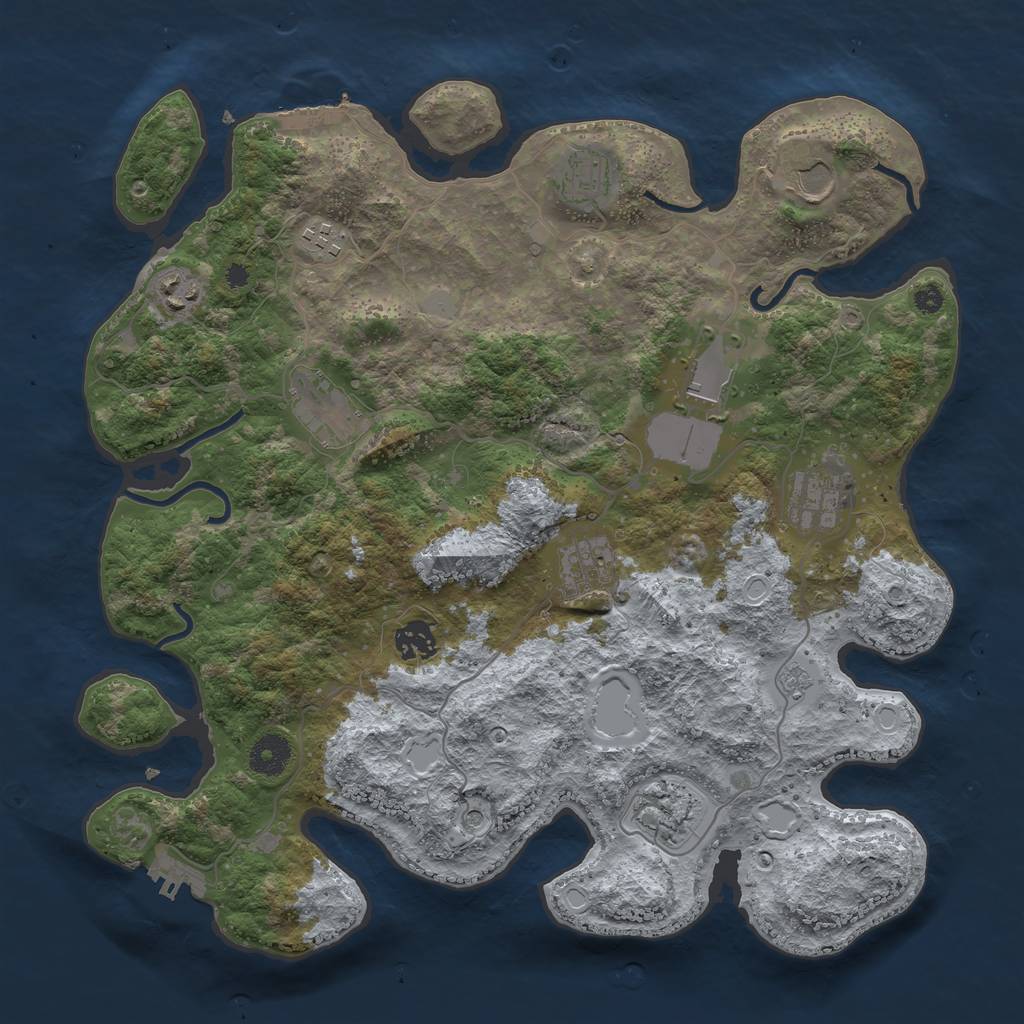 Rust Map: Procedural Map, Size: 3750, Seed: 766996110, 19 Monuments