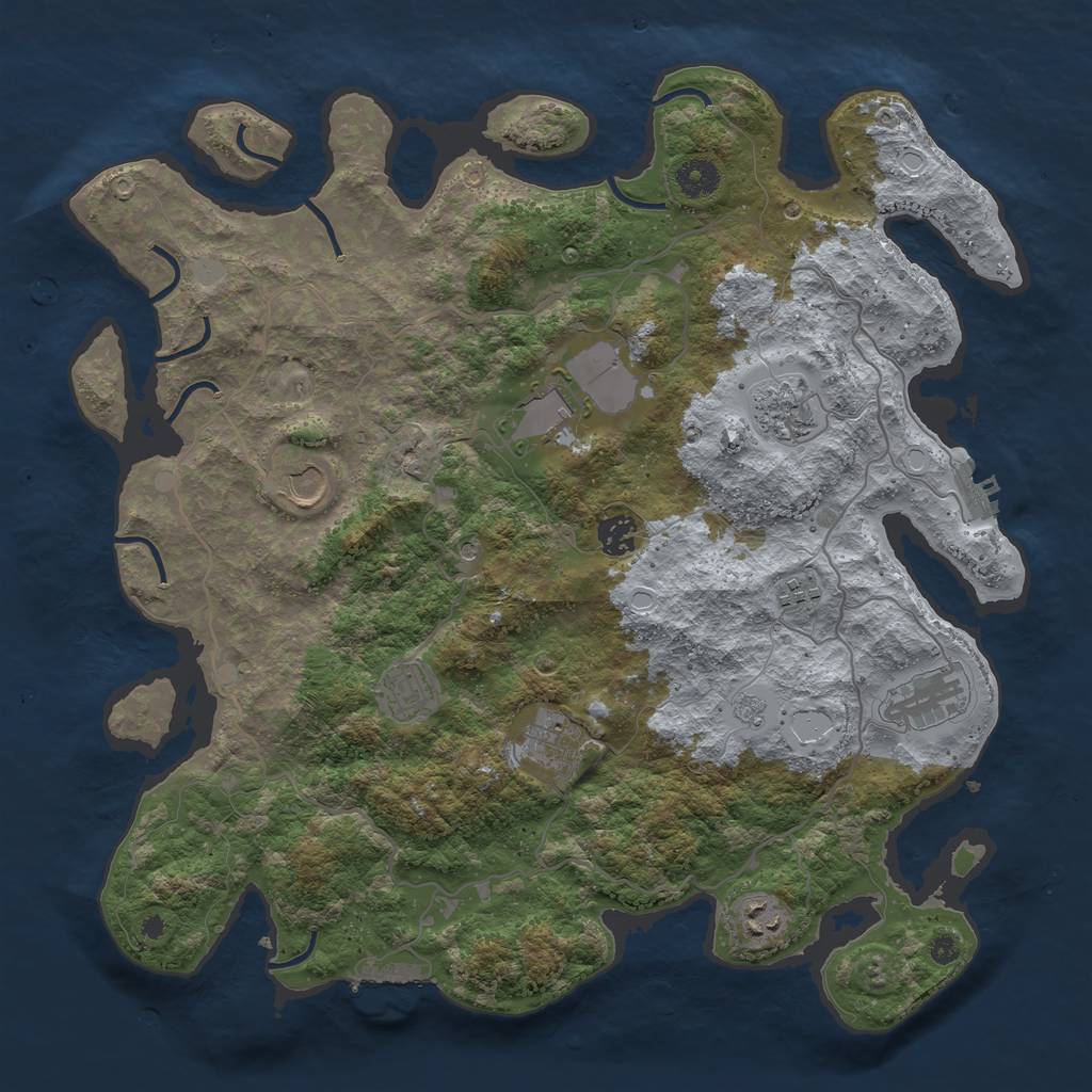 Rust Map: Procedural Map, Size: 4000, Seed: 212719, 18 Monuments