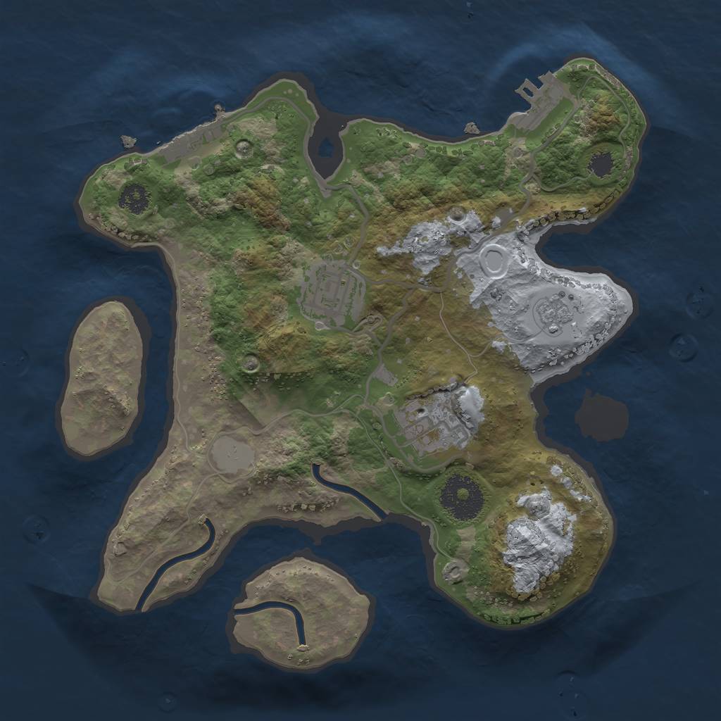 Rust Map: Procedural Map, Size: 2500, Seed: 1951463400, 10 Monuments