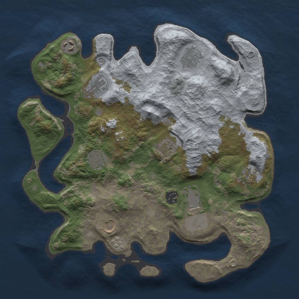 Rust Map: Barren, Size: 3500, Seed: 367964802, 13 Monuments