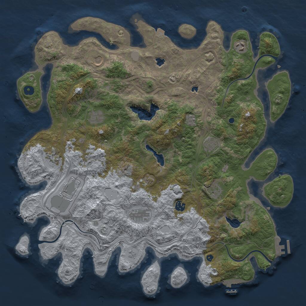 Rust Map: Procedural Map, Size: 4500, Seed: 1175561660, 16 Monuments