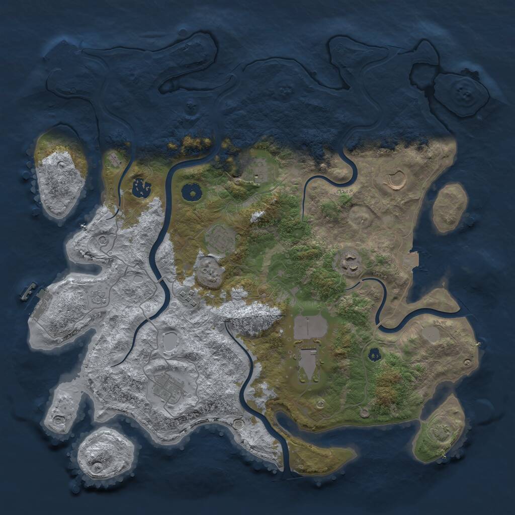 Rust Map: Procedural Map, Size: 3950, Seed: 354724608, 14 Monuments