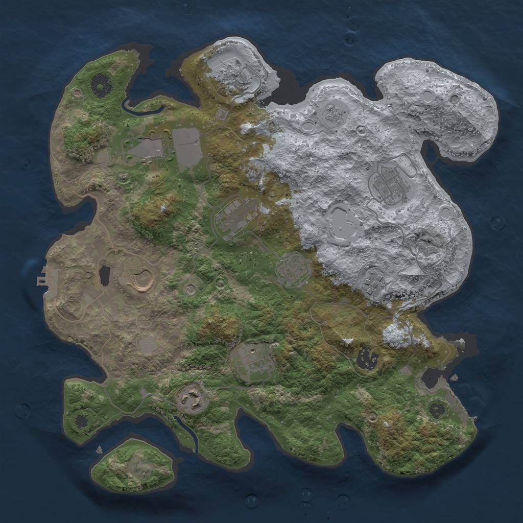 Rust Map: Procedural Map, Size: 3500, Seed: 1904469430, 19 Monuments