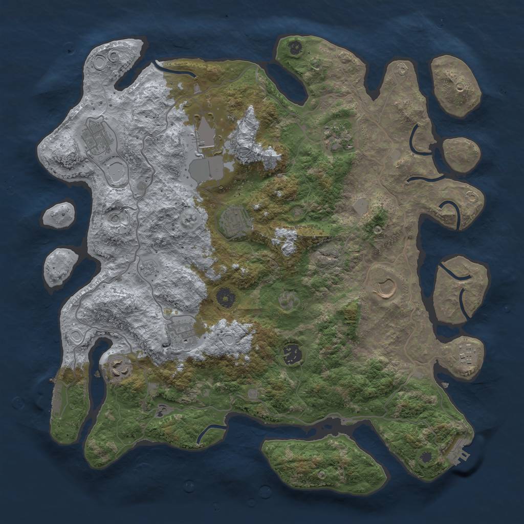 Rust Map: Procedural Map, Size: 4000, Seed: 364534198, 18 Monuments