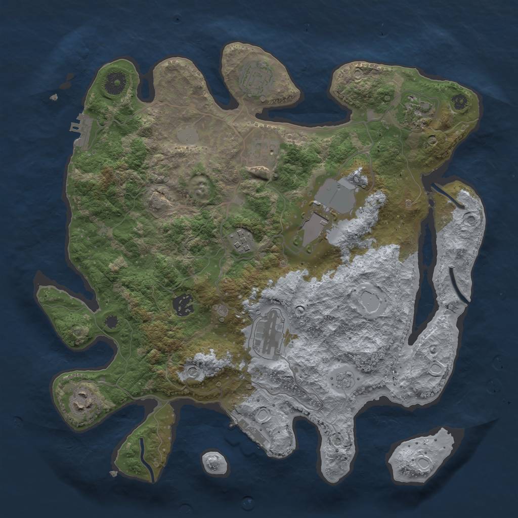 Rust Map: Procedural Map, Size: 3500, Seed: 4545656, 17 Monuments
