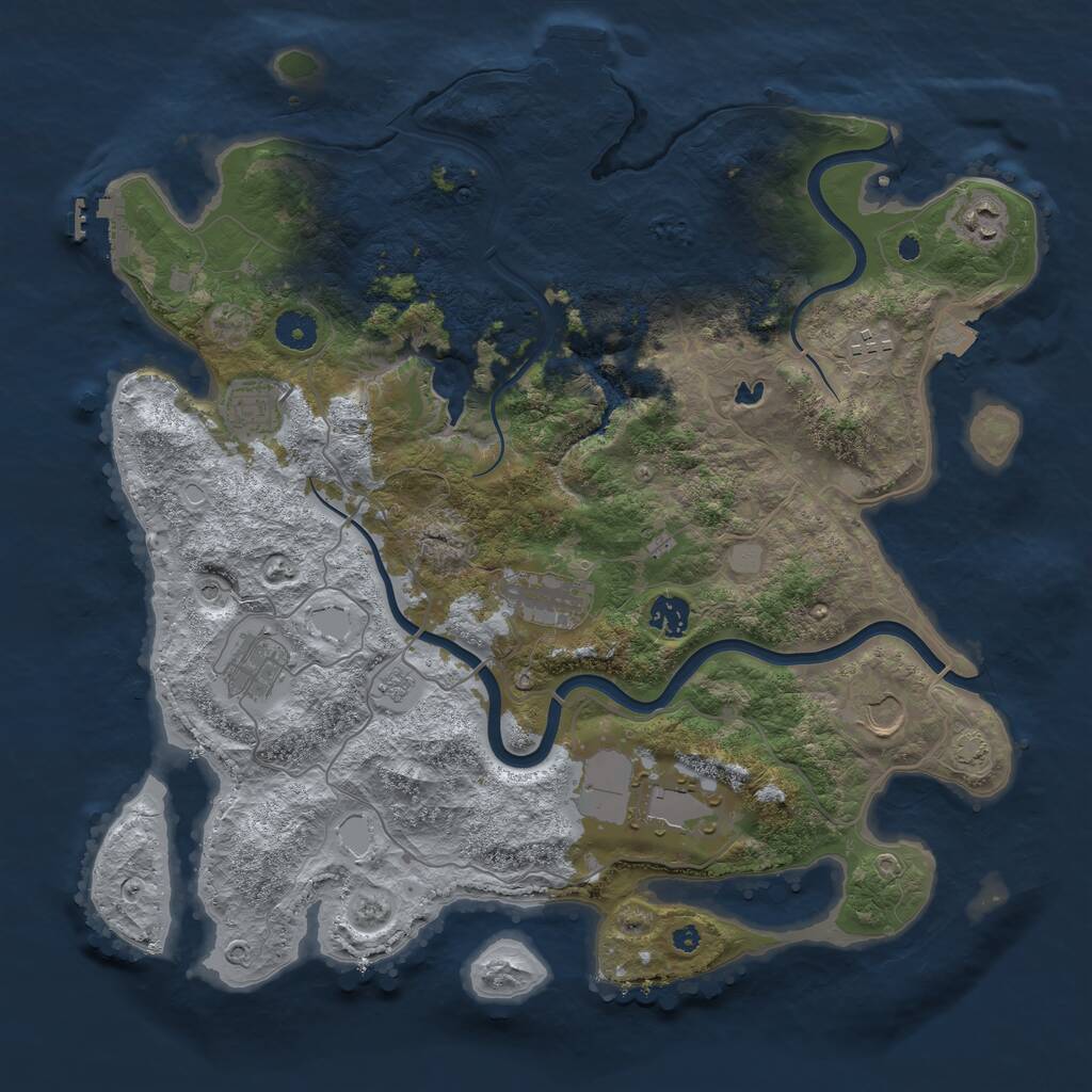 Rust Map: Procedural Map, Size: 4000, Seed: 174211, 14 Monuments