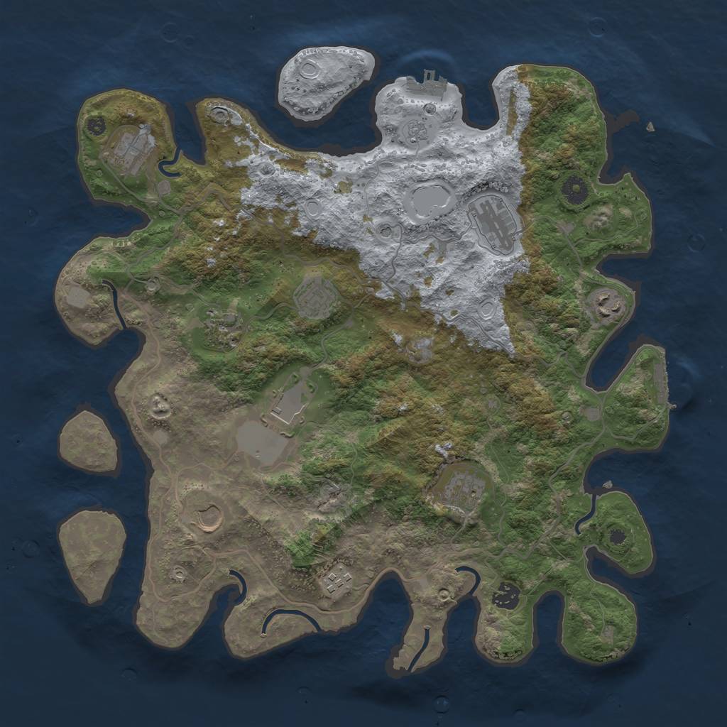 Rust Map: Procedural Map, Size: 4000, Seed: 1791989, 19 Monuments