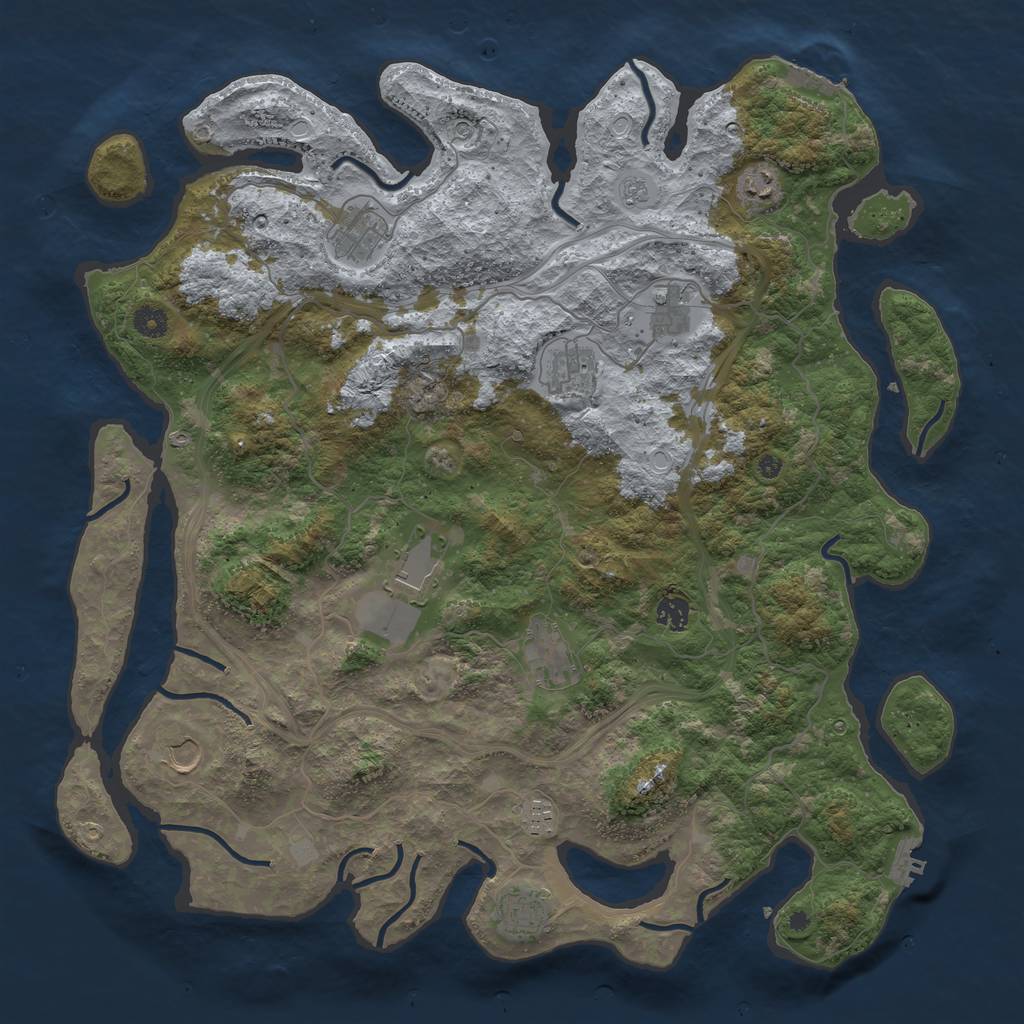 Rust Map: Procedural Map, Size: 4500, Seed: 1643263136, 19 Monuments