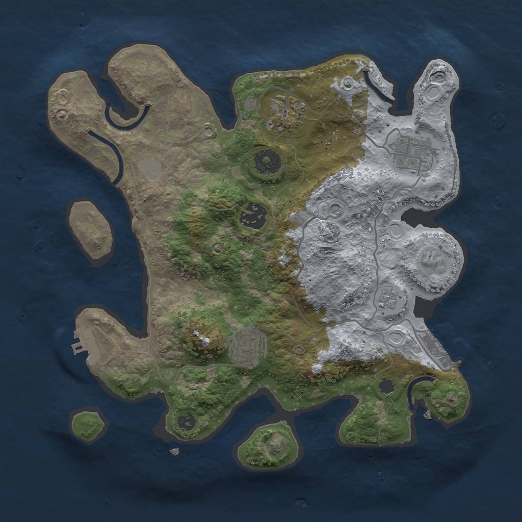 Rust Map: Procedural Map, Size: 3000, Seed: 93281667, 13 Monuments