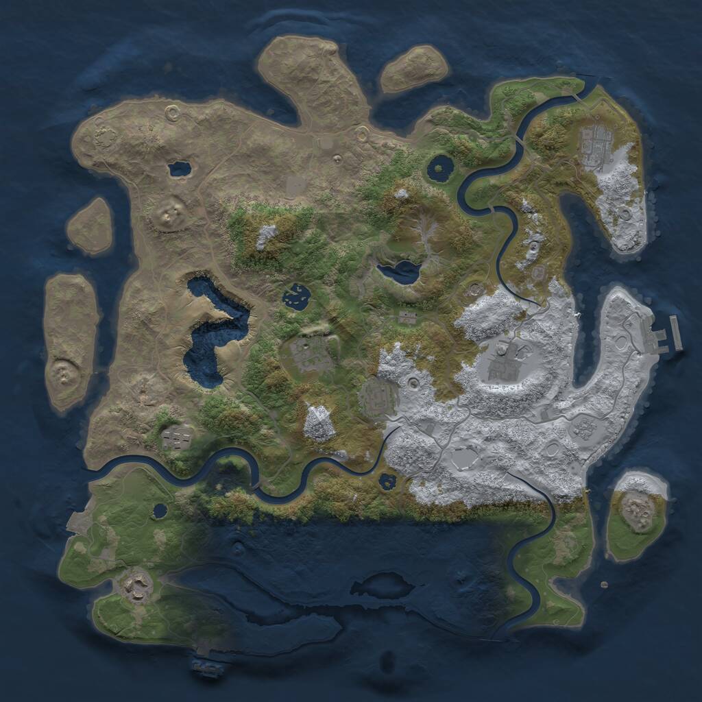 Rust Map: Procedural Map, Size: 4000, Seed: 530854, 13 Monuments