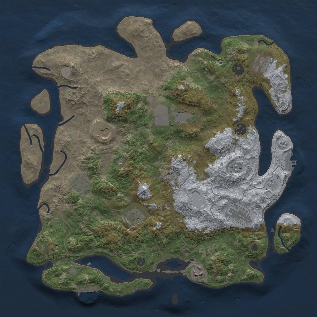 Rust Map: Procedural Map, Size: 4000, Seed: 530854, 18 Monuments