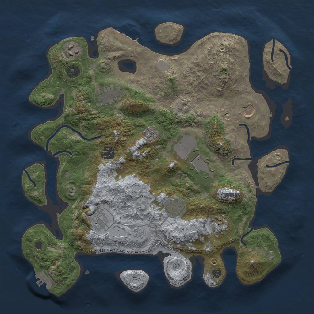 Rust Map: Procedural Map, Size: 3500, Seed: 820543734, 18 Monuments