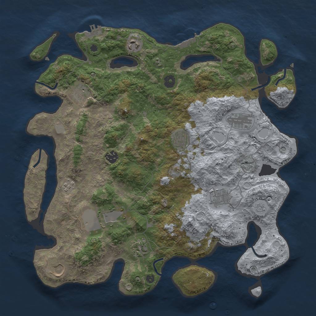 Rust Map: Procedural Map, Size: 3850, Seed: 1015916915, 19 Monuments