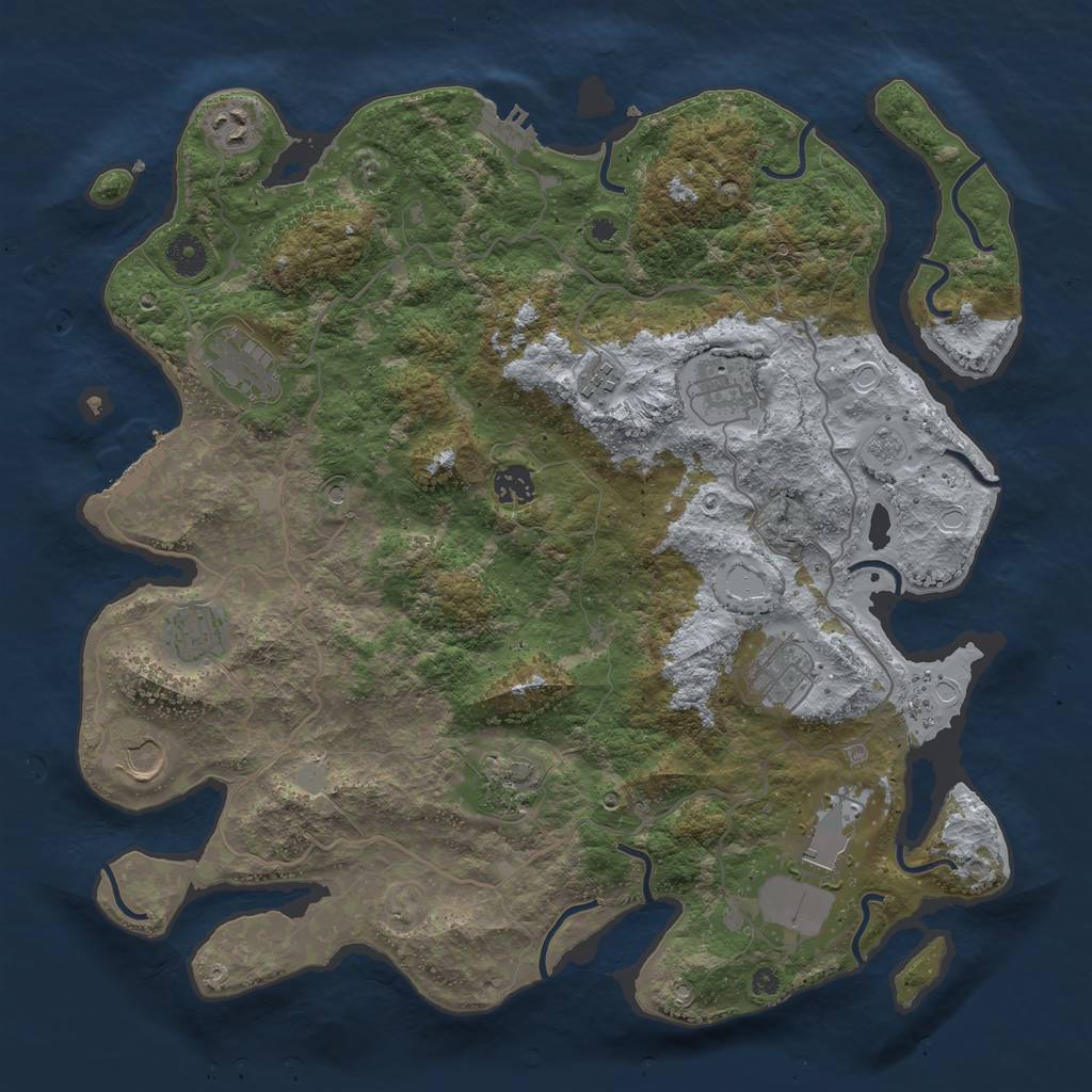 Rust Map: Procedural Map, Size: 4000, Seed: 818008172, 19 Monuments