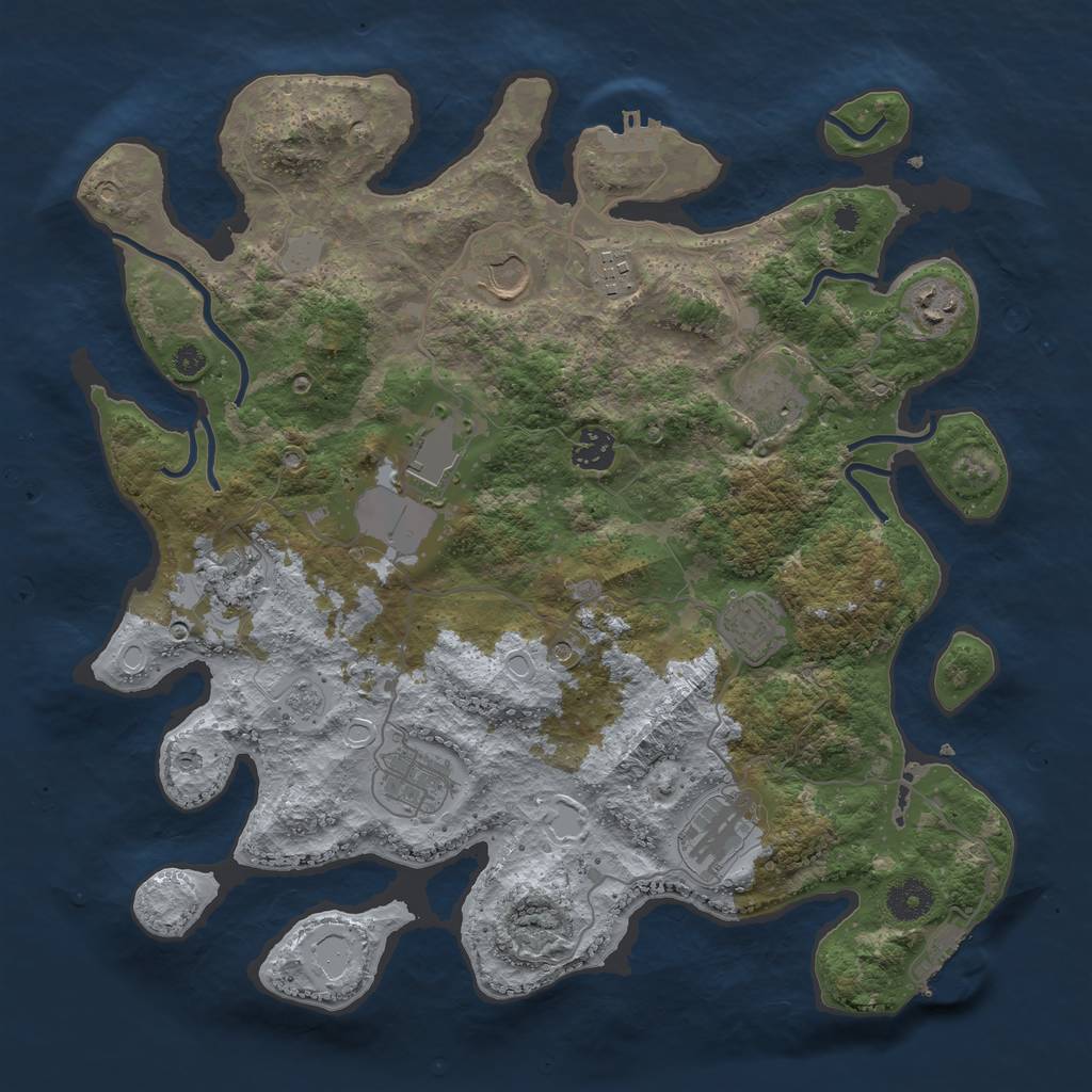 Rust Map: Procedural Map, Size: 3750, Seed: 1658053092, 19 Monuments