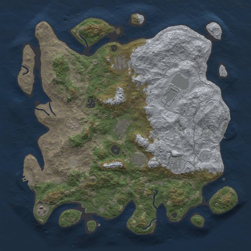 Rust Map: Procedural Map, Size: 4000, Seed: 141592, 17 Monuments