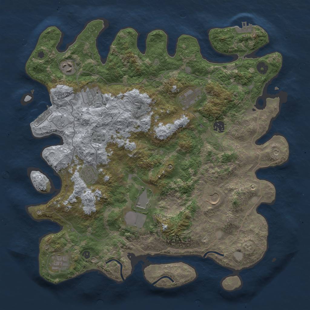 Rust Map: Procedural Map, Size: 4000, Seed: 543434, 18 Monuments