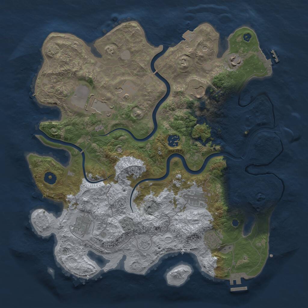 Rust Map: Procedural Map, Size: 3750, Seed: 1111612656, 15 Monuments
