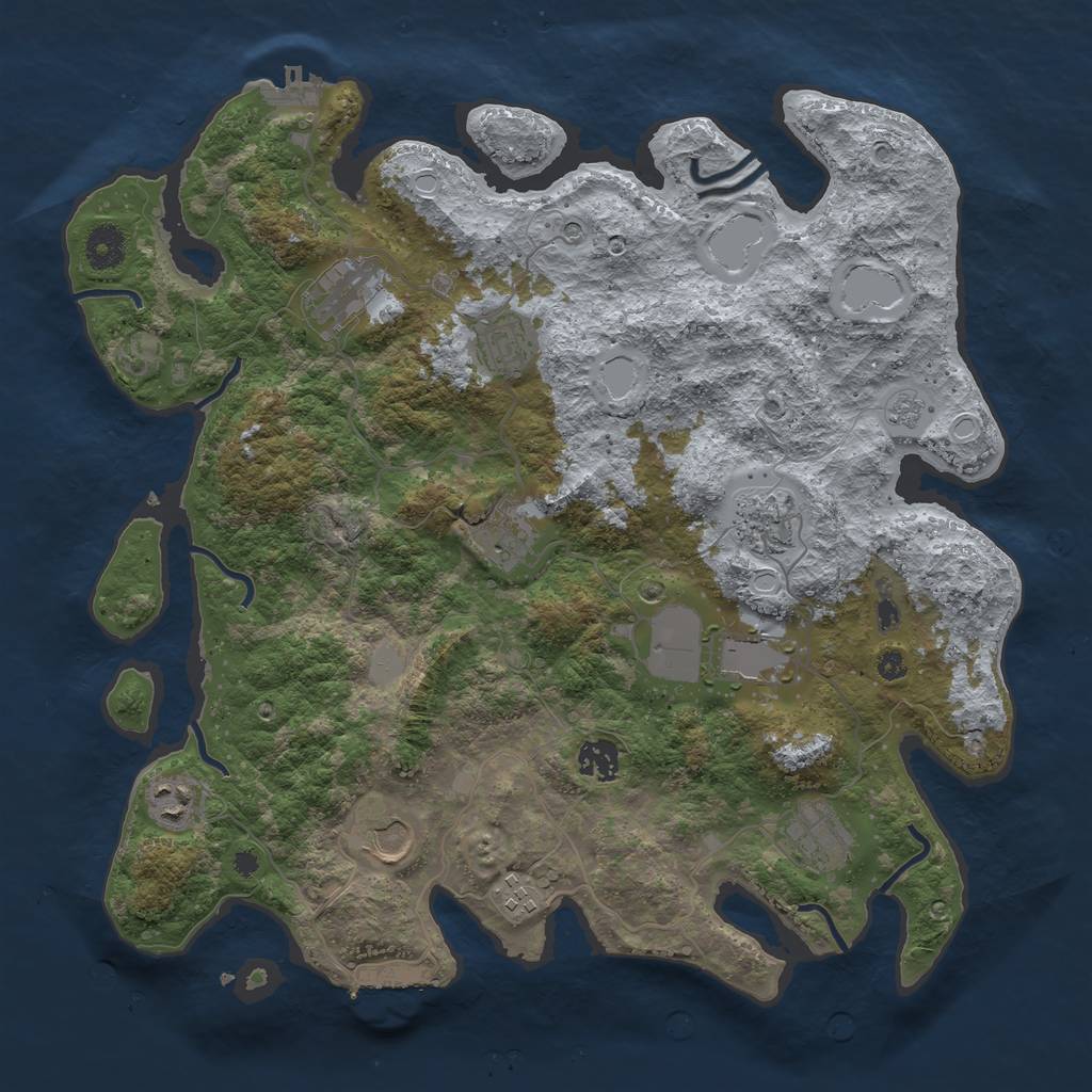 Rust Map: Procedural Map, Size: 3850, Seed: 945704377, 19 Monuments