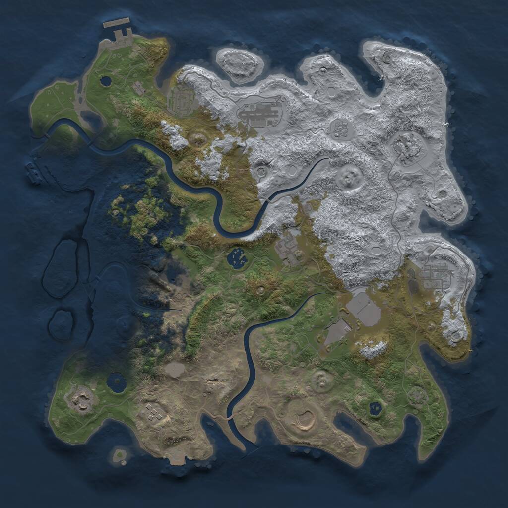 Rust Map: Procedural Map, Size: 3850, Seed: 945704377, 17 Monuments