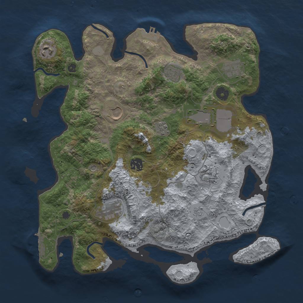 Rust Map: Procedural Map, Size: 3500, Seed: 1028736382, 16 Monuments