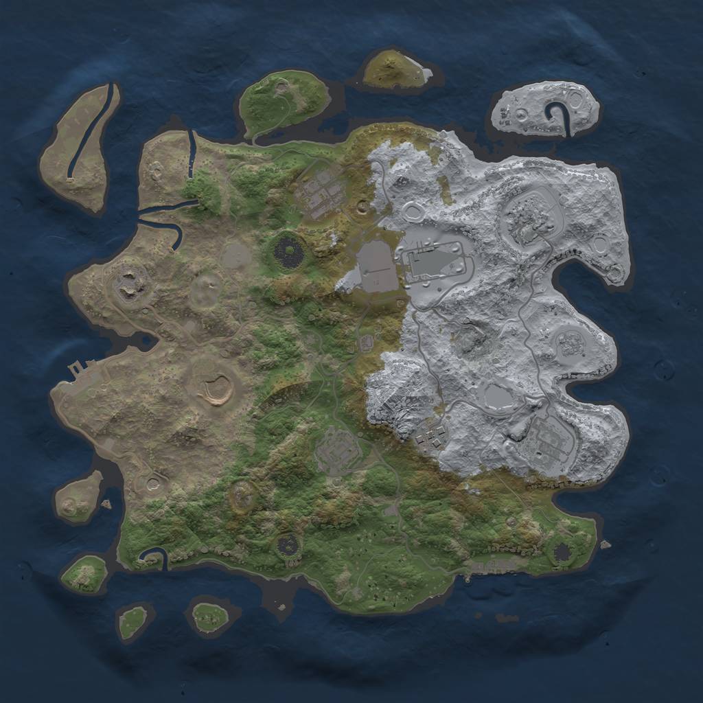 Rust Map: Procedural Map, Size: 3500, Seed: 2010617641, 17 Monuments