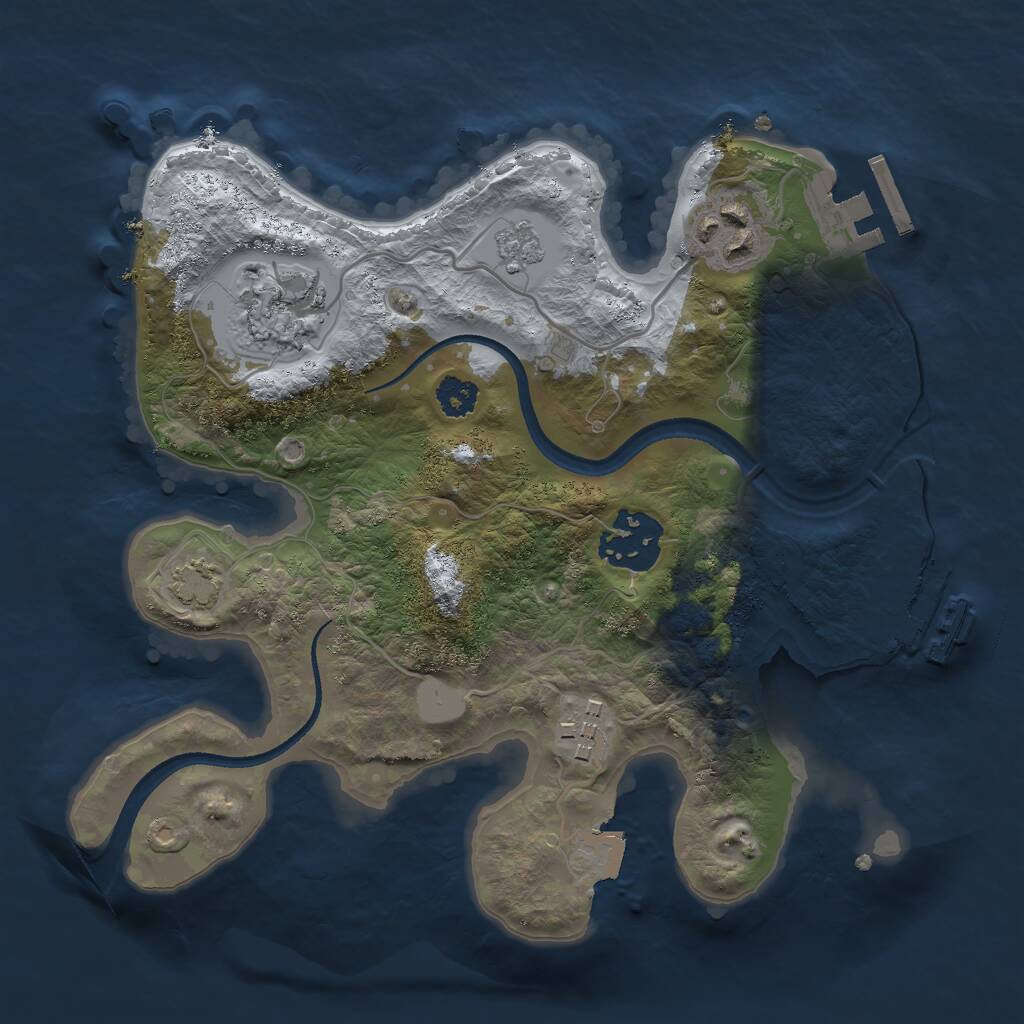 Rust Map: Procedural Map, Size: 2500, Seed: 739511256, 9 Monuments