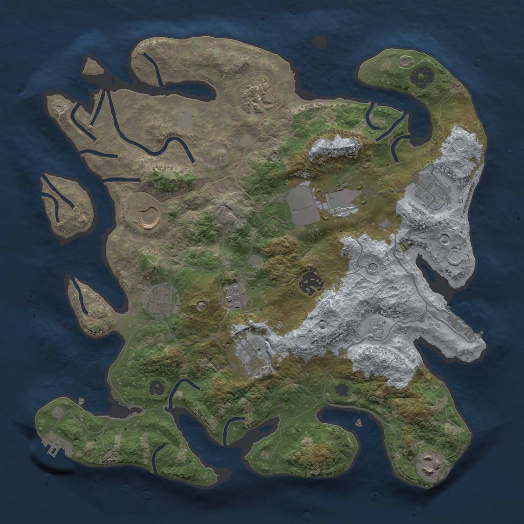Rust Map: Procedural Map, Size: 3500, Seed: 786340958, 18 Monuments