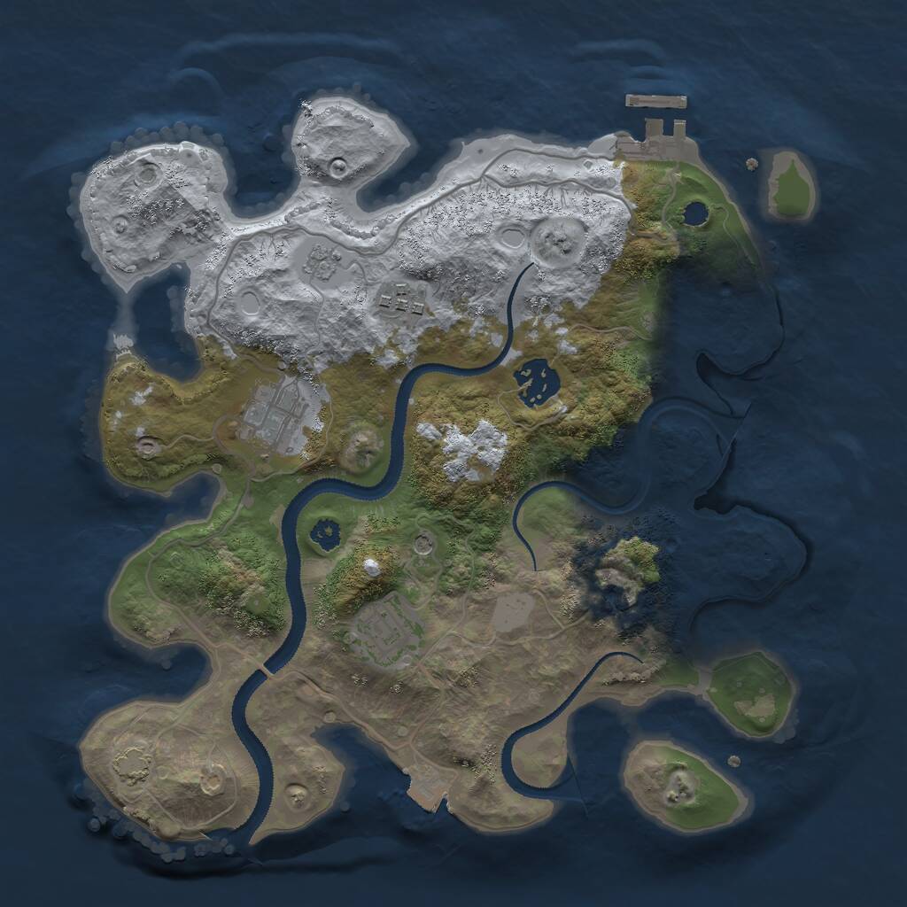 Rust Map: Procedural Map, Size: 3000, Seed: 1376444226, 9 Monuments