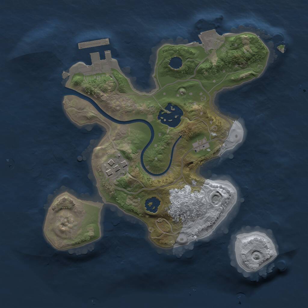 Rust Map: Procedural Map, Size: 2000, Seed: 36105037, 4 Monuments
