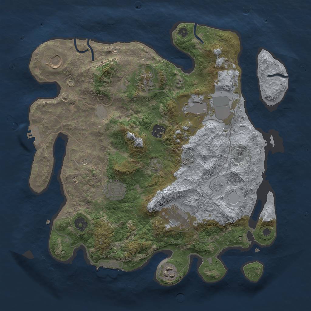 Rust Map: Procedural Map, Size: 3500, Seed: 131074615, 17 Monuments