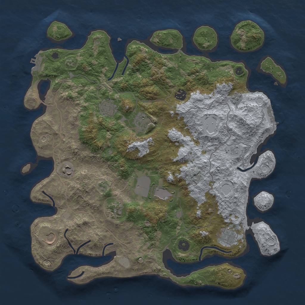 Rust Map: Procedural Map, Size: 4000, Seed: 429746, 18 Monuments