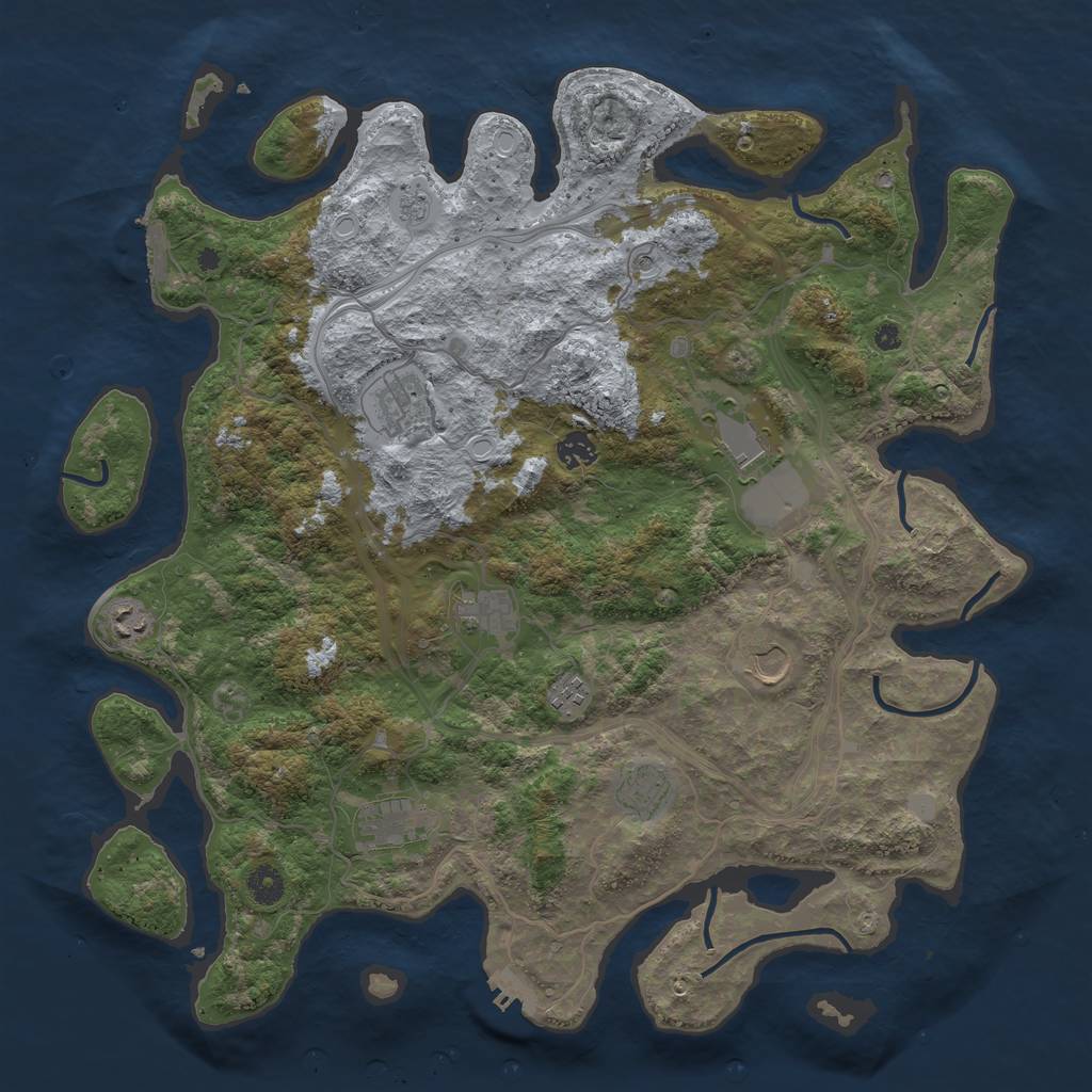 Rust Map: Procedural Map, Size: 4300, Seed: 1218273671, 18 Monuments