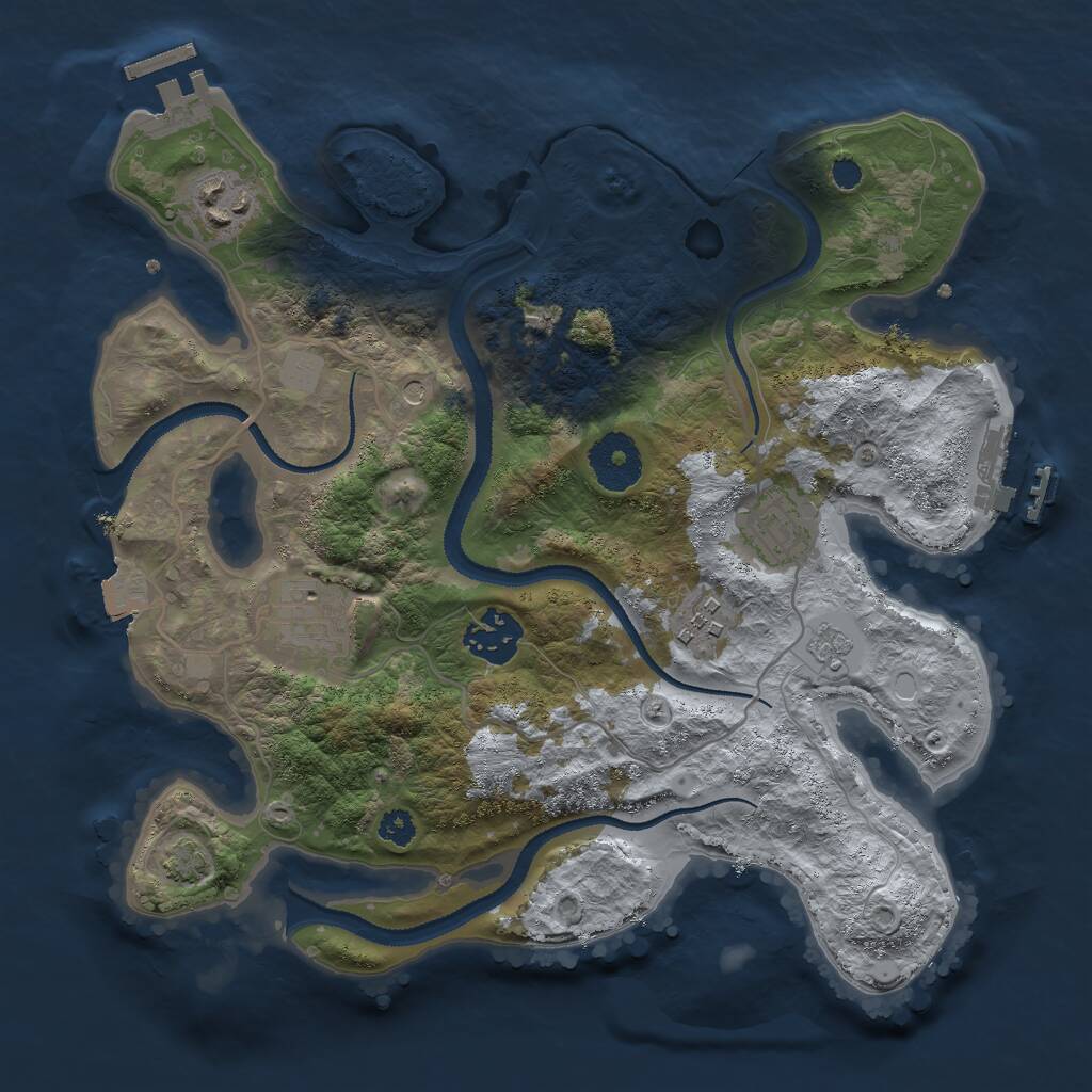 Rust Map: Procedural Map, Size: 3000, Seed: 1680403496, 11 Monuments
