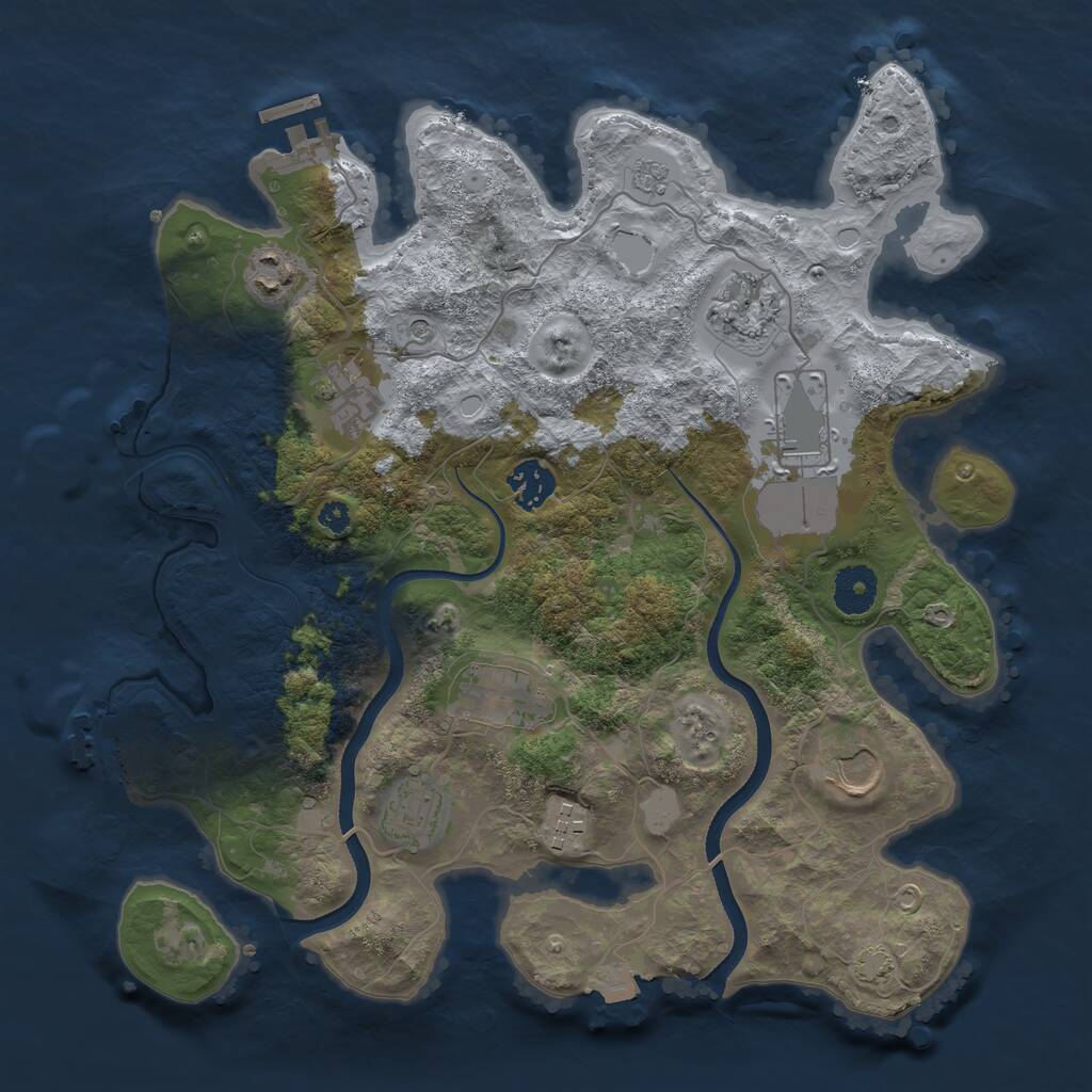 Rust Map: Procedural Map, Size: 3500, Seed: 4373358, 15 Monuments