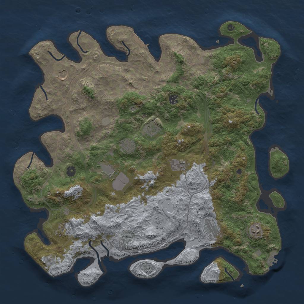 Rust Map: Procedural Map, Size: 4500, Seed: 453375459, 19 Monuments