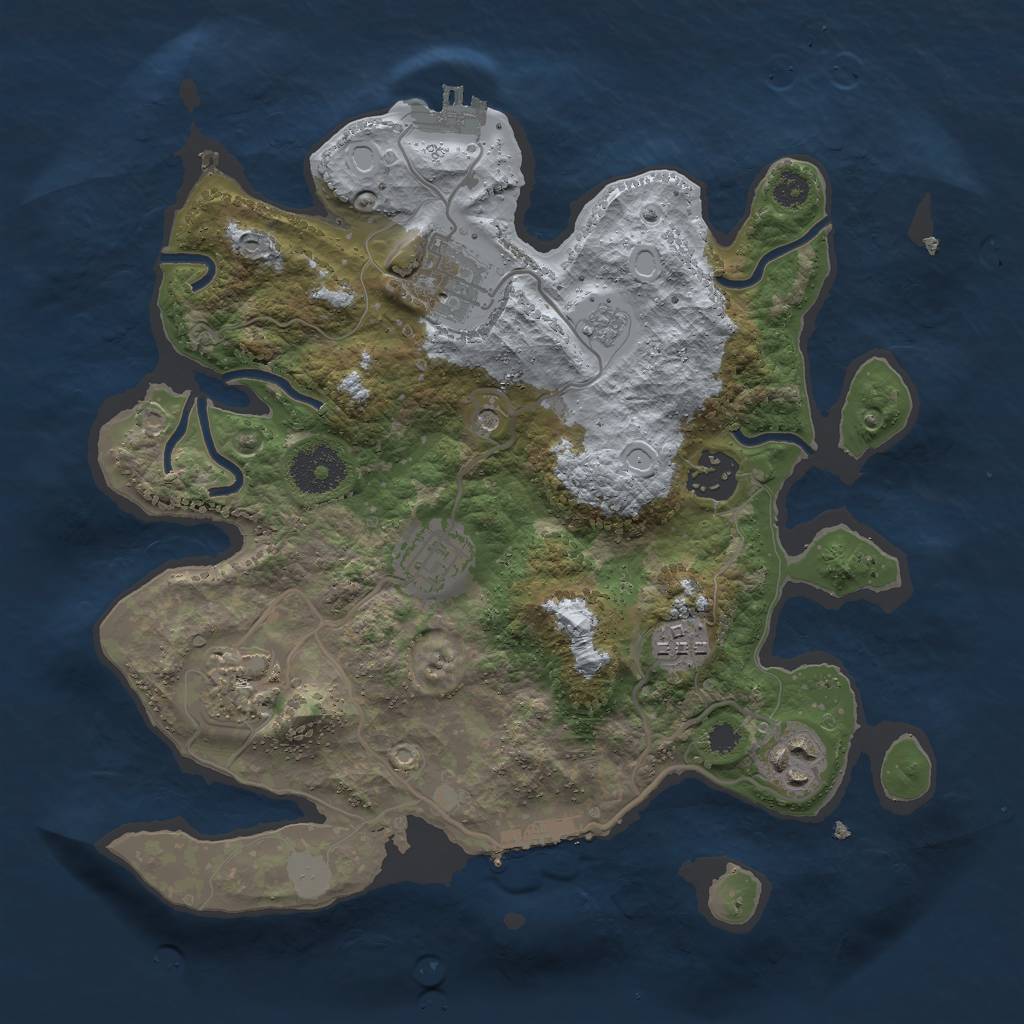 Rust Map: Procedural Map, Size: 3000, Seed: 736274071, 15 Monuments