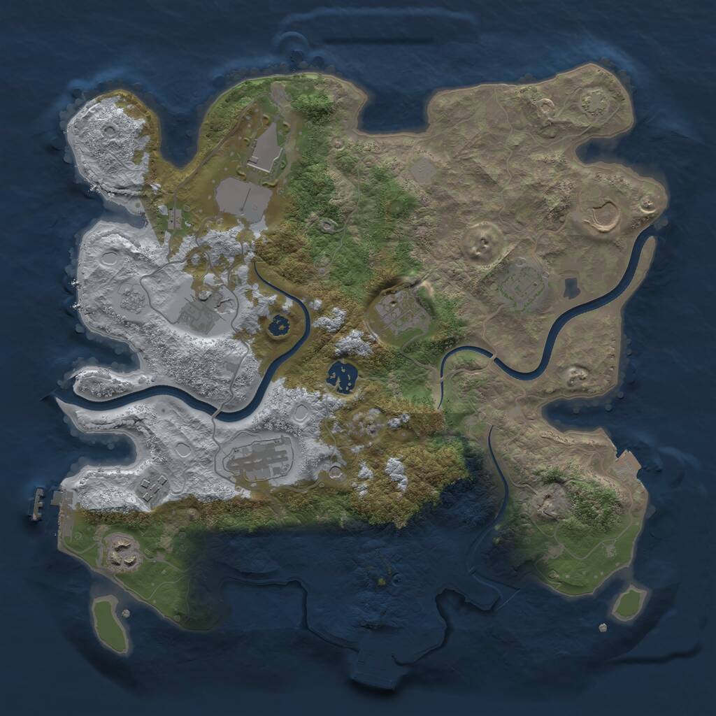 Rust Map: Procedural Map, Size: 3500, Seed: 396086578, 15 Monuments