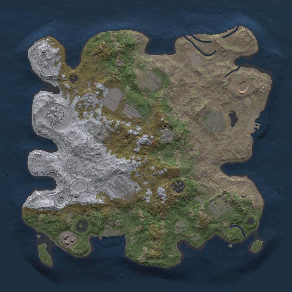 Rust Map: Procedural Map, Size: 3500, Seed: 396086578, 19 Monuments