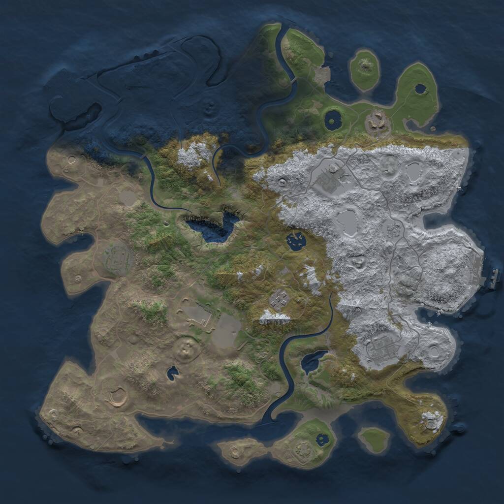Rust Map: Procedural Map, Size: 4000, Seed: 545521234, 14 Monuments